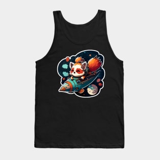 Riley the Red Panda but he's crashing his rocket ship Sticker Tank Top